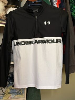 Under Armour Black and White Kids' Half-Zip Athletic Pullover